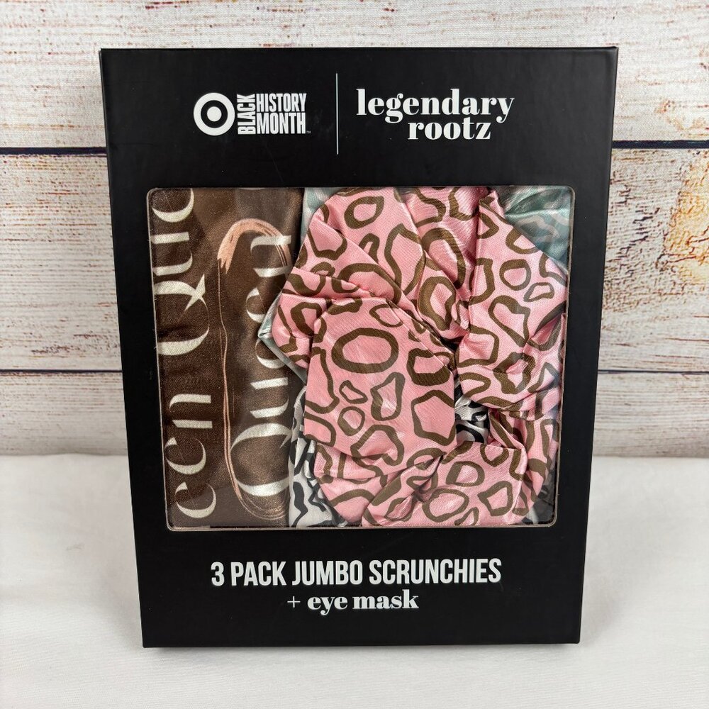 3 Pack Jumbo Scrunchies + Eye Mask Smooth Satin